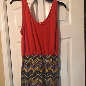 Red and multi color body con dress